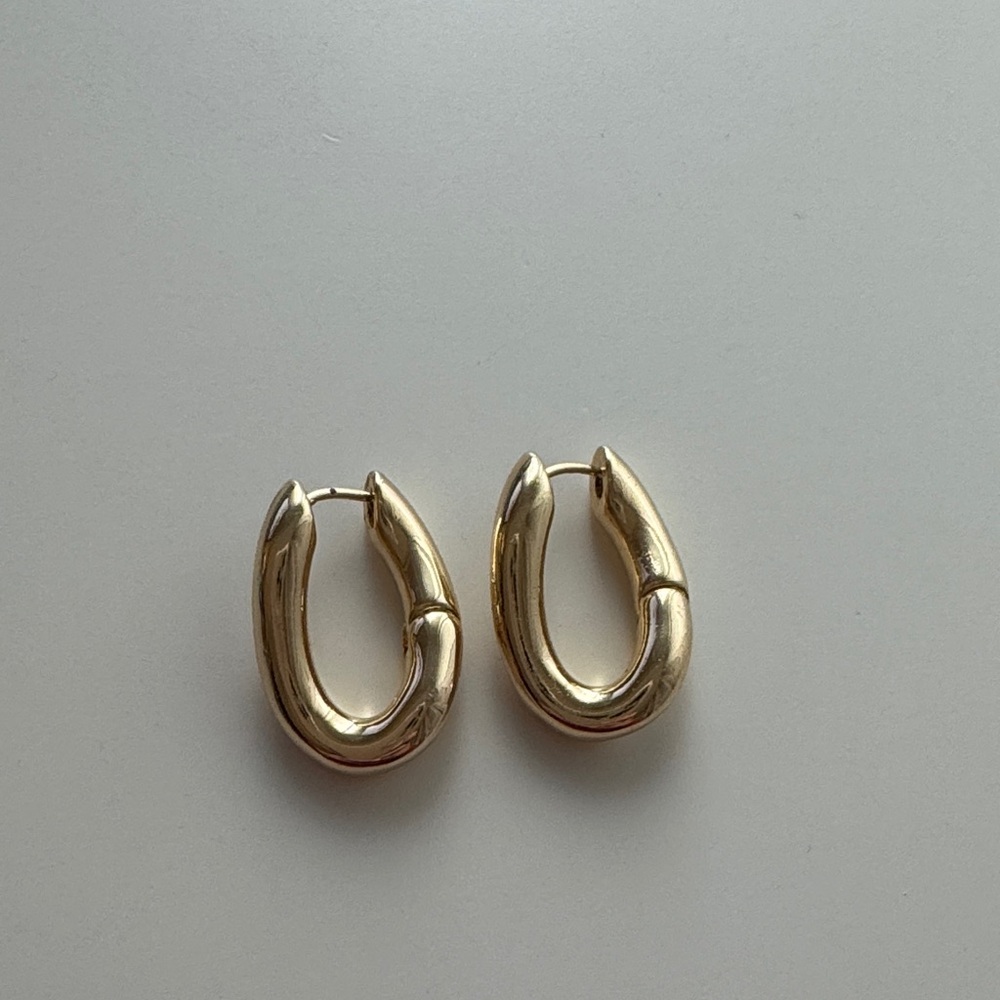 Kenneth Jay Lane | Polished Gold Oval Post Hoop Earring | NWOT - Picture 3 of 3